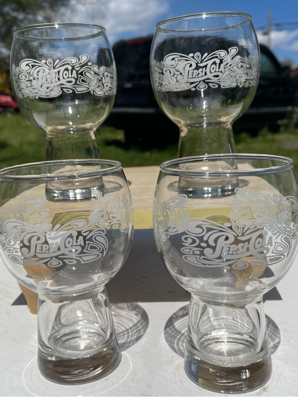 Vintage Pepsi Cola Glass Goblets - Set of 4 (Clear)